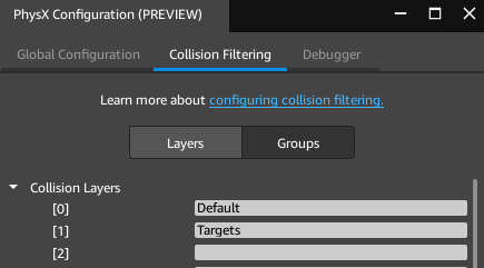 Completed collision layer setup
